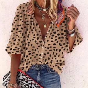 Browwin On the Hunt Spotted Shirt, size S, khaki leopard print